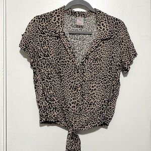 COPY - Cheetah Tie Front Top